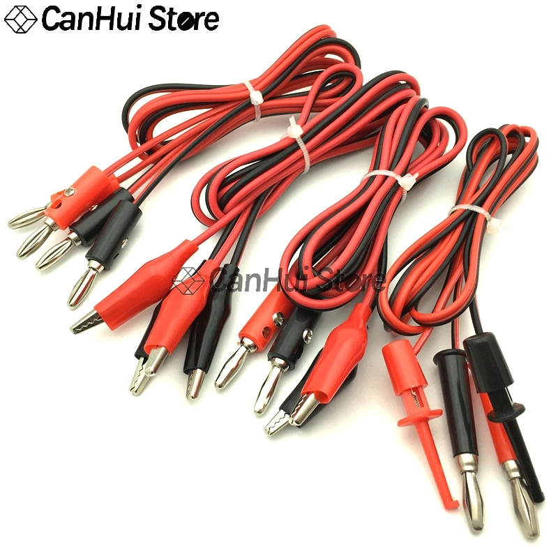 Pinzas de cocodrilo, Cable de prueba eléctrico DIY, pinzas de cocodrilo, conector de Cable de gancho de prueba con conector Banana de 4MM, multímetro de sonda de probador Dual - imagen 5
