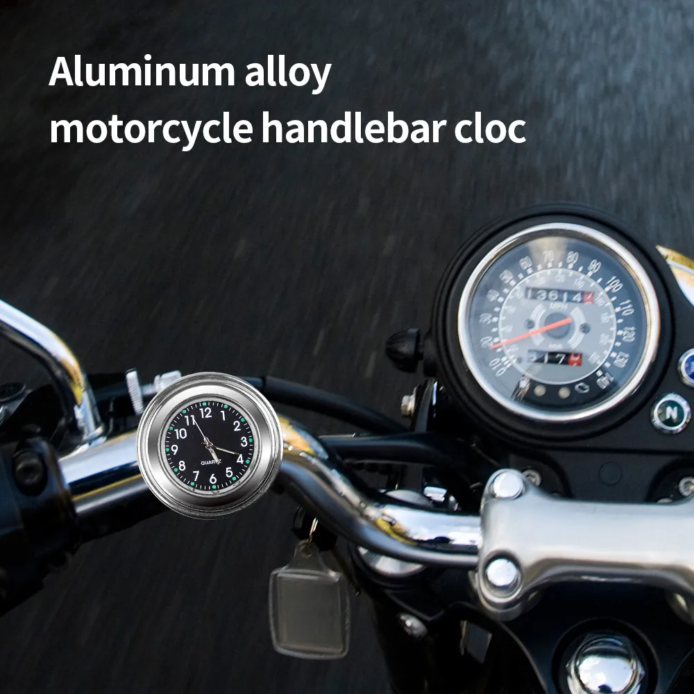 Reloj para motocicleta de 7/8 ", cromado, resistente al agua, montaje en manillar de bicicleta, reloj de cuarzo, reloj luminoso de aluminio, accesorios universales para motocicleta - imagen 2