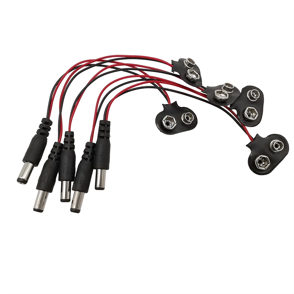 5/10 Uds T tipo 9V DC conector a presión de batería Clip Cable de alimentación enchufe barril Jack 15cm para Arduino DIY - imagen 2