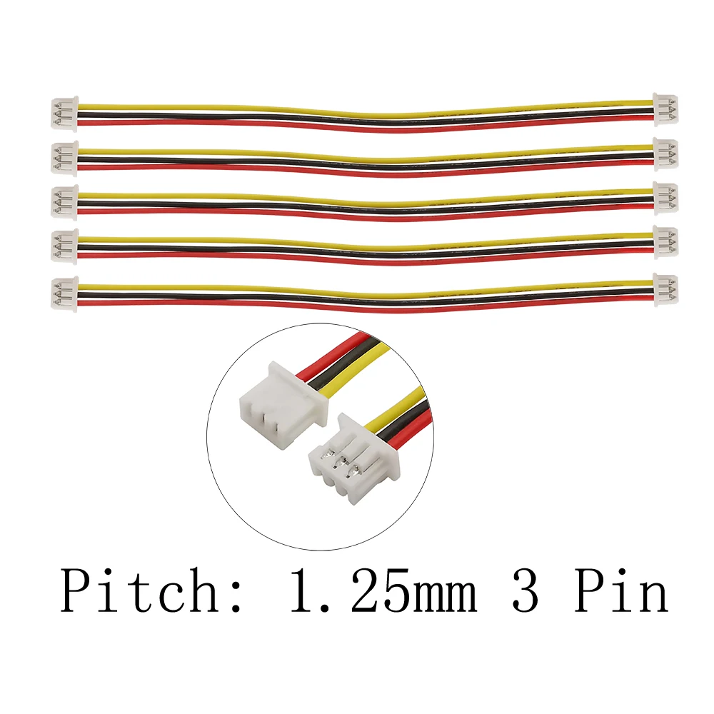 Conector de Cable Micro JST de 1,25mm, conector hembra de 3 pines, doble cabeza, terminales JST 1,25, 3 P, 10cm, 15cm, 20cm, 5/10/20 Uds.