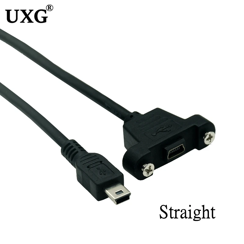 Cable de montaje en Panel de extensión Mini USB macho a Mini USB hembra en ángulo de 90 grados en ángulo arriba y abajo derecho izquierdo con tornillos 30cm - imagen 2