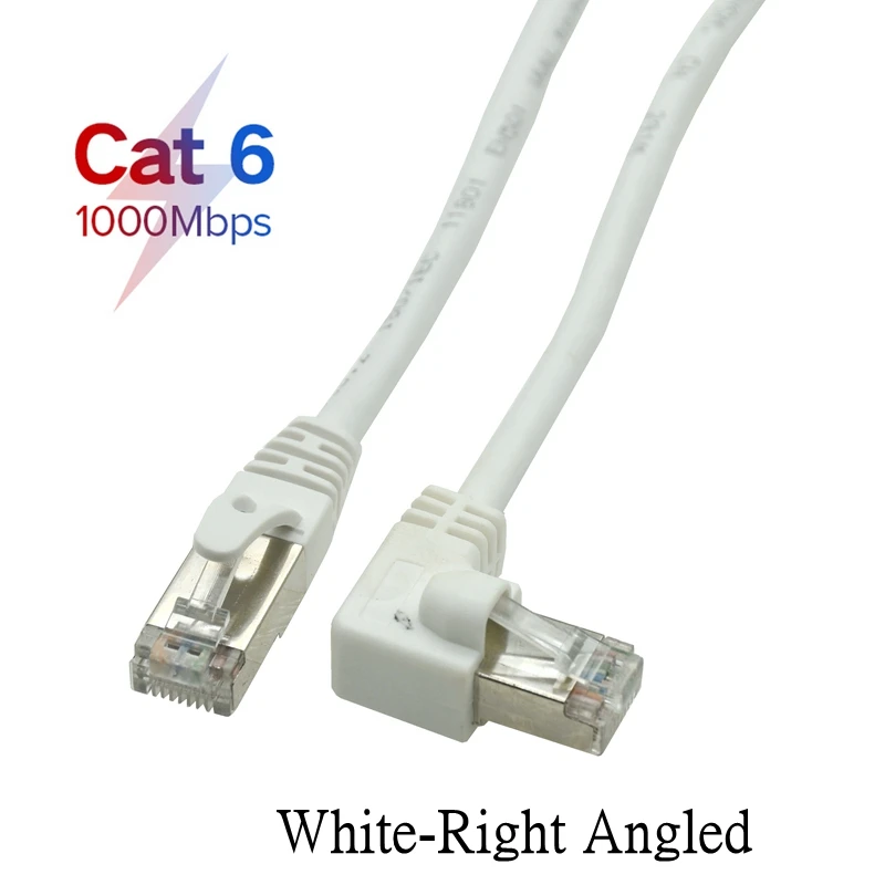 Cable Ethernet Cat6 blanco, Cable de red RJ45, parche de 90 grados, ángulo recto hacia arriba y abajo, Cable corto Lan Cat6a para enrutador de ordenador portátil, caja de TV - imagen 3