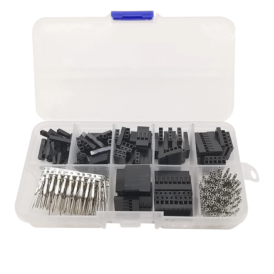 Kit de conectores de Cable Dupont, 310 unids/caja, 1/2/3/4/5/6/8Pin, pines de crimpado macho + cabezal de Pin hembra de Terminal, 2,54 unids/caja - imagen 2