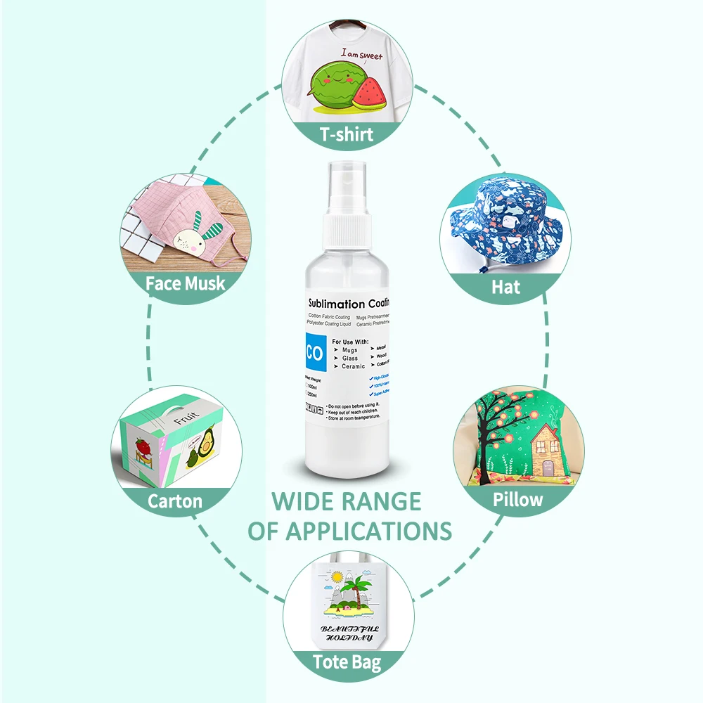 2PK 100ml recubrimiento de sublimación de algodón Spray de recubrimiento de sublimación líquida para tazas tinta de sublimación Spray de pretratamiento transferencia de calor - imagen 5
