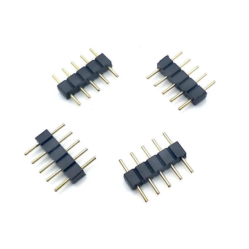 100 Uds adaptador de conector 4 pines 5 pines aguja tipo macho doble 4 pines RGB 5 pines RGBW para 3528 2835 5050 accesorios de luz de tira LED