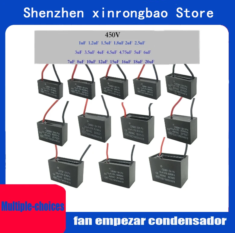CBB61-ventilador que aspira el condensador 1 uf/1,2 uf/1,5 uf/1,8 uf/2,5 uf/3 uf/3,5 uf/4,5 uf/6 uf/7 uf/8 uf/10 UF 12 uf/15 uf/16 uf/18 uf/ - imagen 2