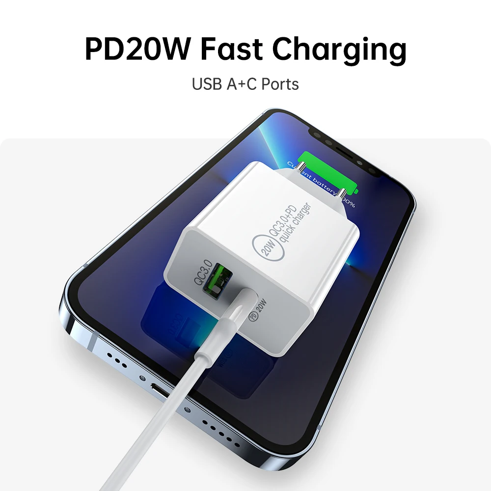 PD20W 18W Quick Charge 3.0 Usb Charger Universal Wall mobile phone Type-c Usb Dual Ports Chargers for iPhone 12 Samsung Huawei - imagen 4
