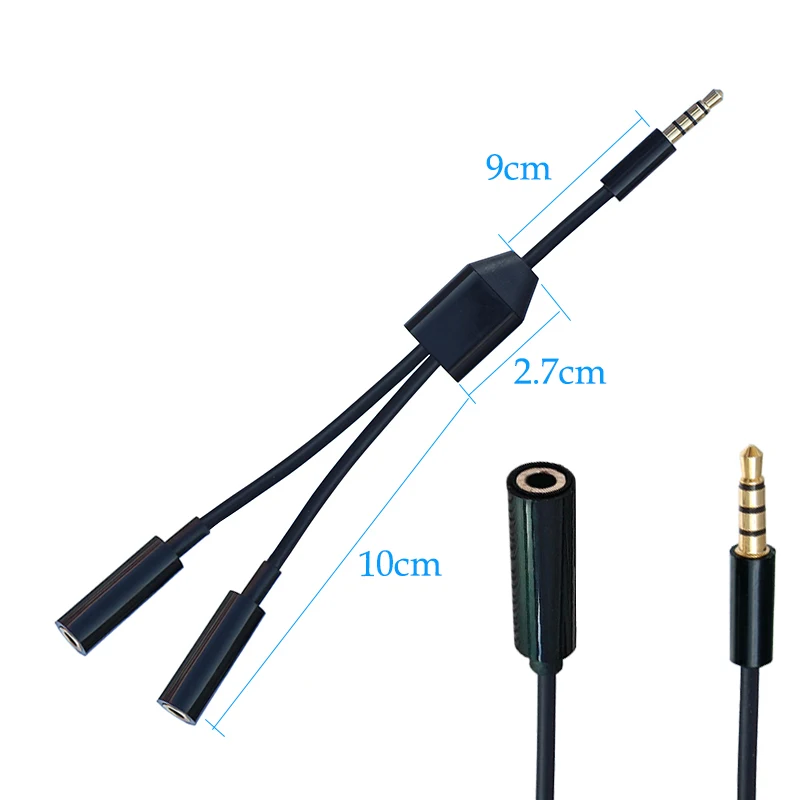 Adaptador de Audio estéreo Y divisor, Cable de auriculares, 20CM, 3,5mm, 4 polos macho a 4 polos hembra - imagen 3