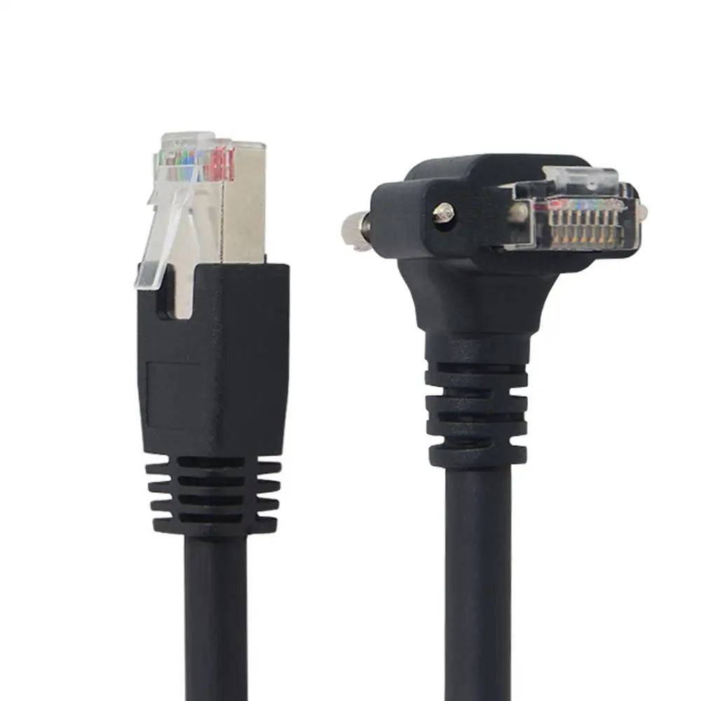 Cable Ethernet Up Angled RJ45 Vision, Cable de parche Flexible resistente al desgaste, bloqueo de tornillo Cat6 para GigE CCD, bandeja de alta flexibilidad de 50cm - imagen 4
