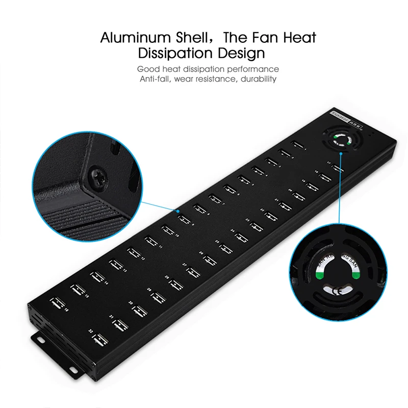 Sipolar robusto industrial 32 puertos USB 2,0 Hub 30 cargador y puerto de sincronización con 2 uds 12V 10A adaptador de corriente de escritorio para teléfonos A-832 - imagen 4