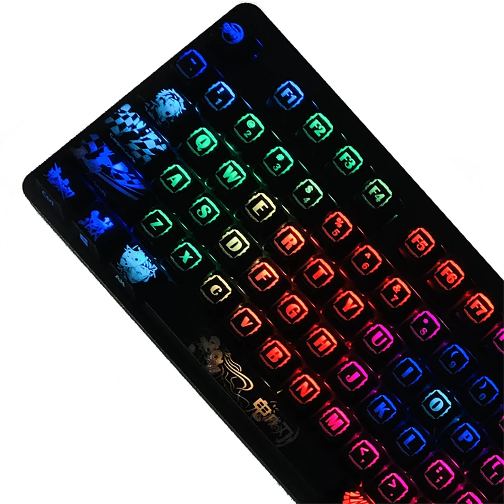 Teclas de Anime japonés Demon Slayer para teclado mecánico Cherry Mx Gateron Kailh, 108 PBT, sublimación de tinte, perfil OEM - imagen 3