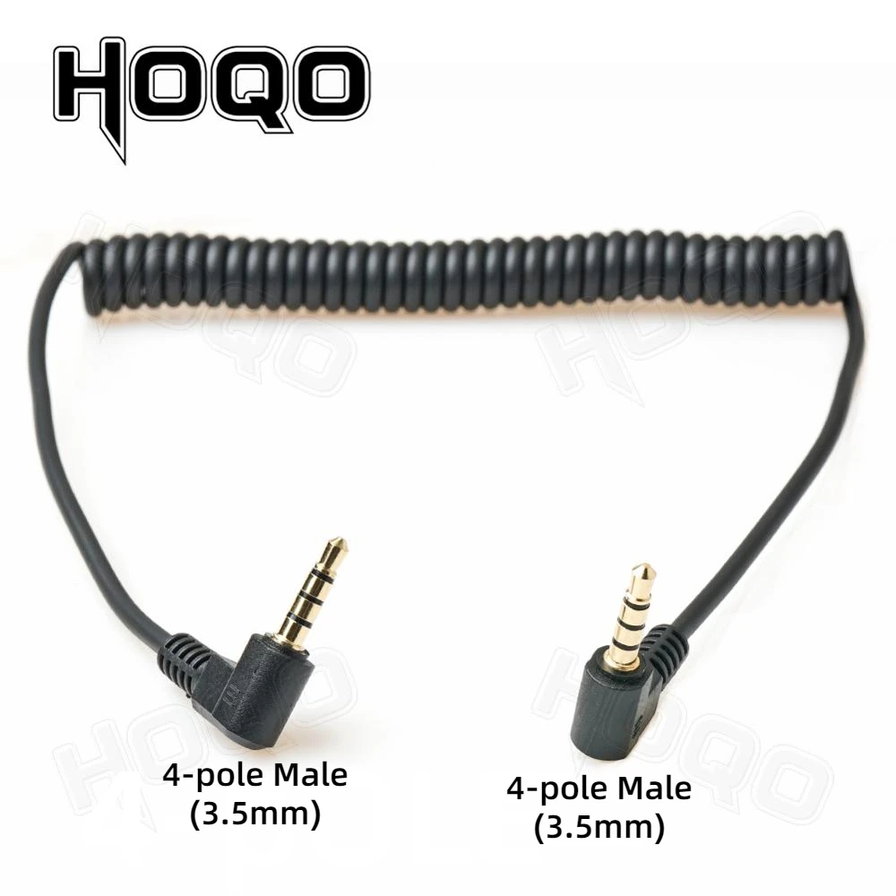 Cable conector de Audio de 90 grados, trs de 3,5mm a 3/4 polos, 3,5/2,5mm, trrs, auriculares, Audio estéreo, Cable en espiral con resorte auxiliar - imagen 3