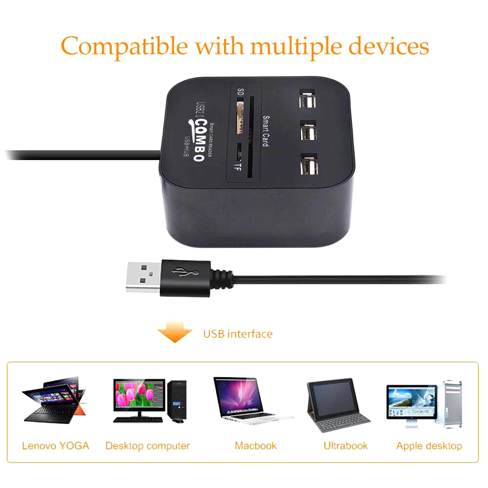 UTHAI X03 todo en 1 USB SIM lector de tarjetas inteligentes tarjeta bancaria IC/ID EMV SD TF 3USB Hub MMC USB-CCID ISO 7816 CACDNI EATM IC SIM SD TF - imagen 3