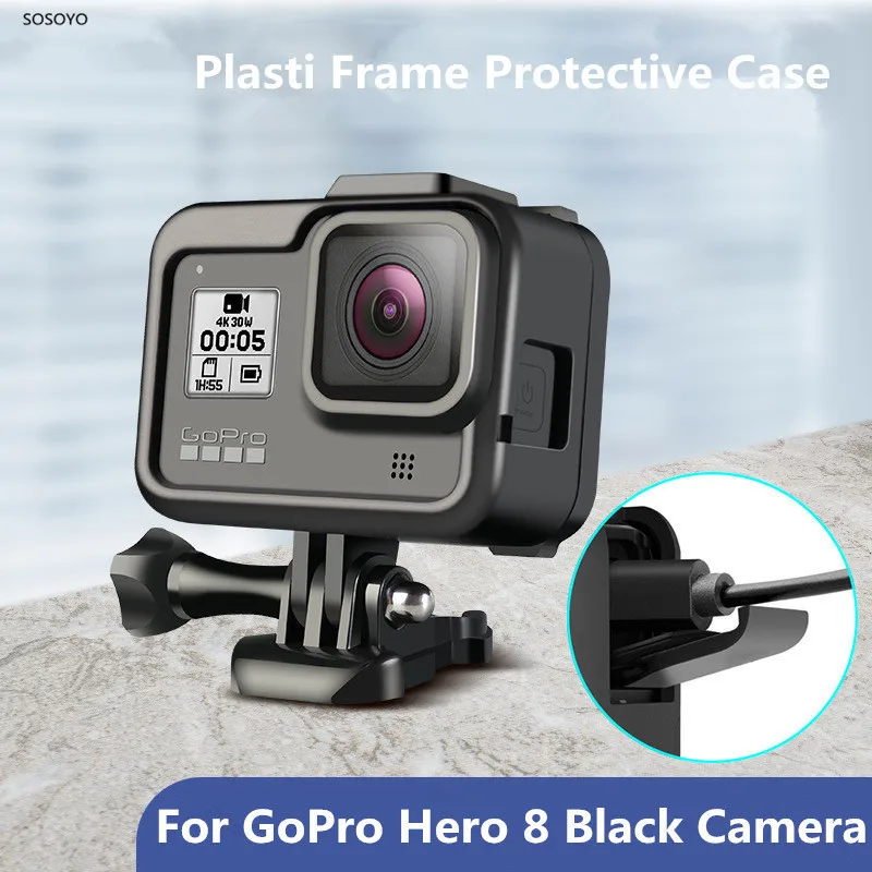 Carcasa protectora de marco de plástico para Gopro Hero 8, protección anticaídas, borde, carcasa negra, accesorios para Cámara de Acción