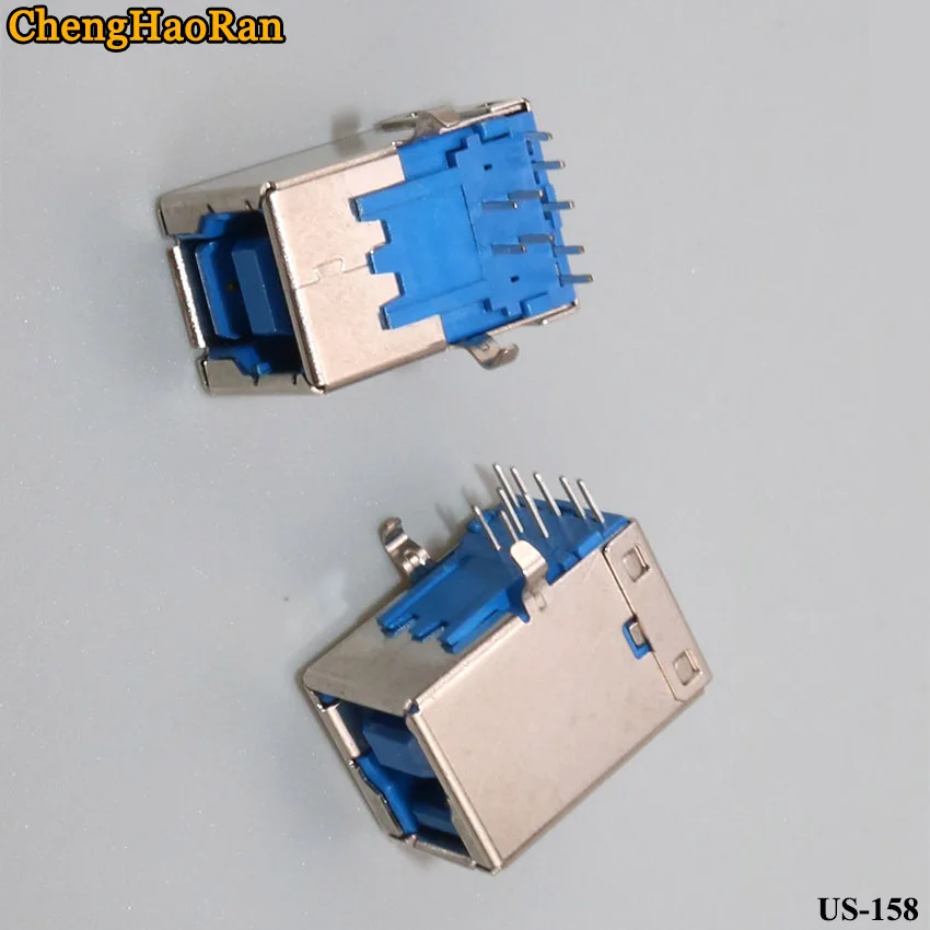 ChengHaoRan 2 uds plástico azul B hembra 3,0 interfaz de alta velocidad USB tipo B puerto 90 grados pin enchufe interfaz de impresora hembra - imagen 4