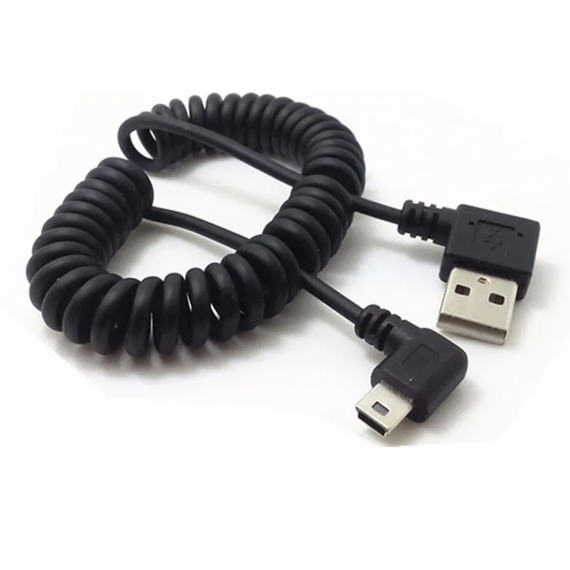 Mini línea de datos USB de doble codo derecho de 90 grados, puerto T izquierdo para cámara de disco duro MP3, línea de datos de navegación para coche, línea de carga de 1,0 m