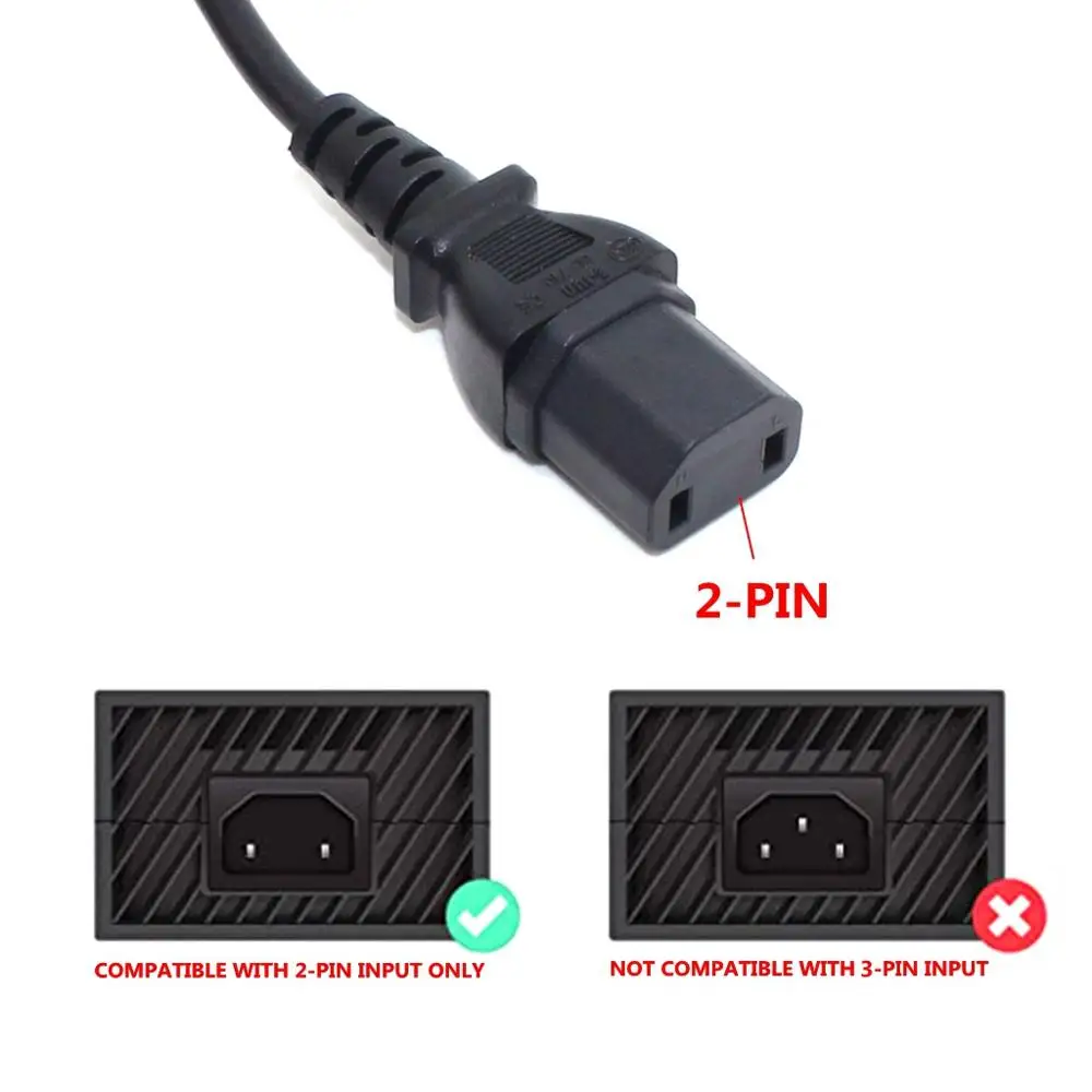 Enchufe macho Universal de 2 puntas a adaptador hembra IEC320 C17, Cable de alimentación CA para PS4 Pro, fuente de alimentación estándar europeo/estadounidense, Cable de carga - imagen 3