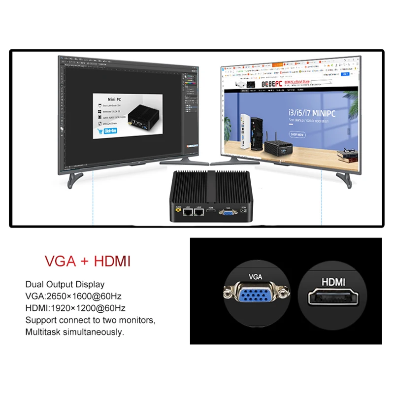 Mini PC Industrial Celeron J4125 Dual LAN HDMI WiFi Windows 10 - imagen 3