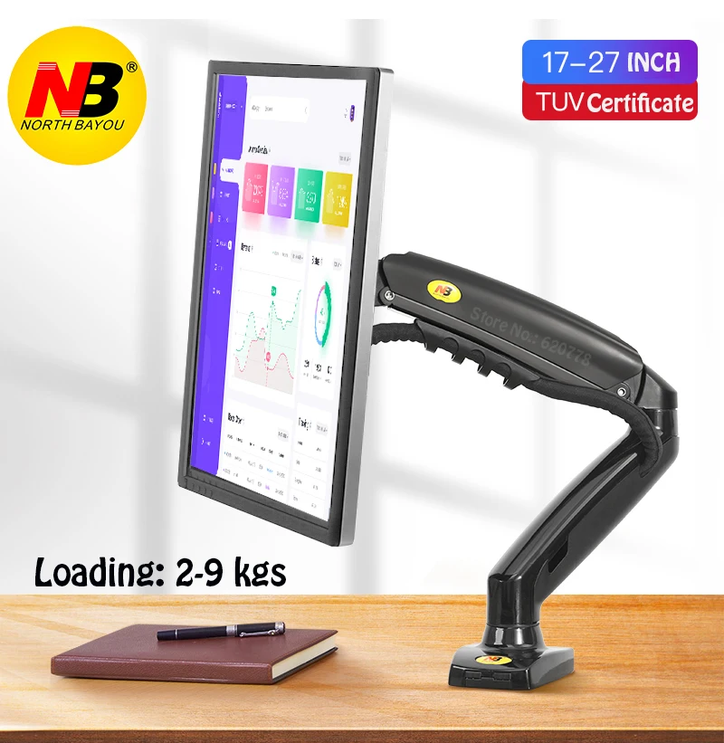 Resorte de gas 17-27 "LCD LED Monitor soporte brazo de montaje NB F80 + 2XUSB3.0 soporte de pantalla de movimiento completo - imagen 4