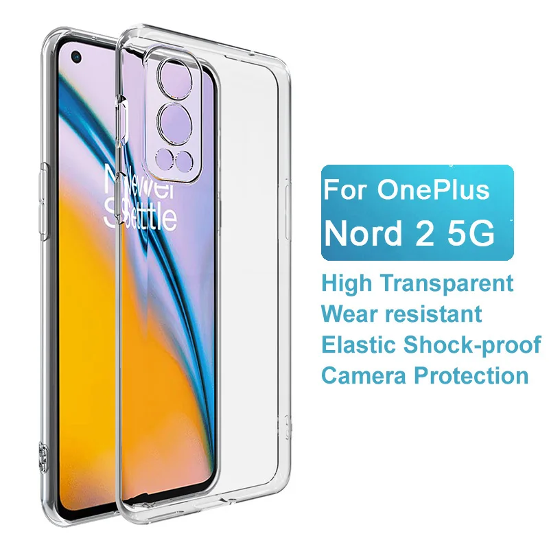 Funda de teléfono transparente de alta calidad para Oneplus Nord 2 5G, cubierta trasera protectora de lente transparente de TPU suave para hombre, 2021 - imagen 2