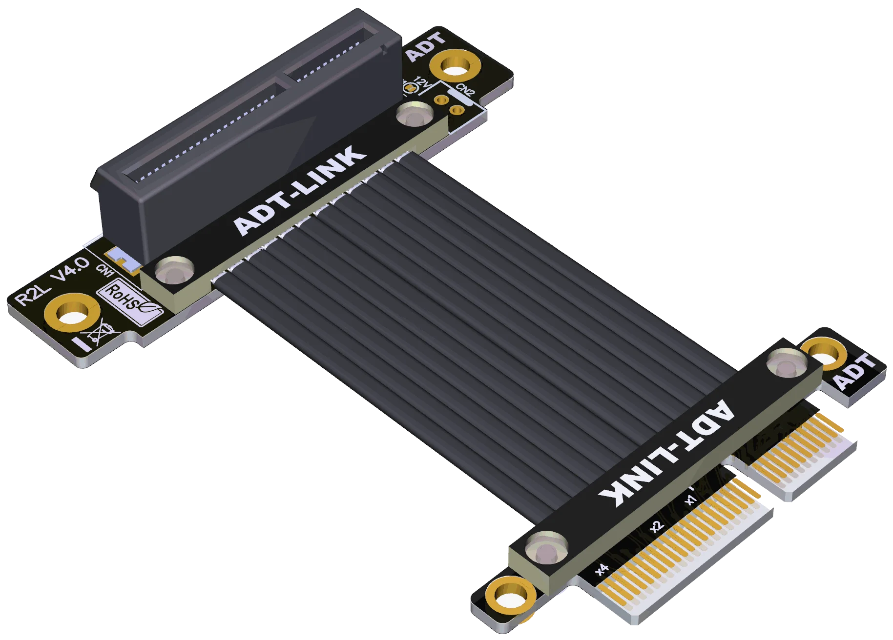 Cable elevador Gen4 PCIE X4, Dual, 90 grados, en ángulo recto, PCIe 4,0x4 a x4, Cable de extensión PCI Express 4x, extensor de cinta de tarjeta elevadora - imagen 5