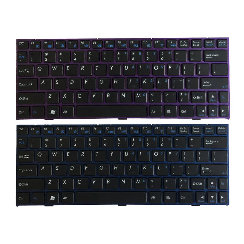 Teclado para portátil CLEVO M1110, M11X, M1100, M1110Q, M1111, W110ER, M1115, inglés, EE. UU./Japón, borde Púrpura/Azul, nuevo