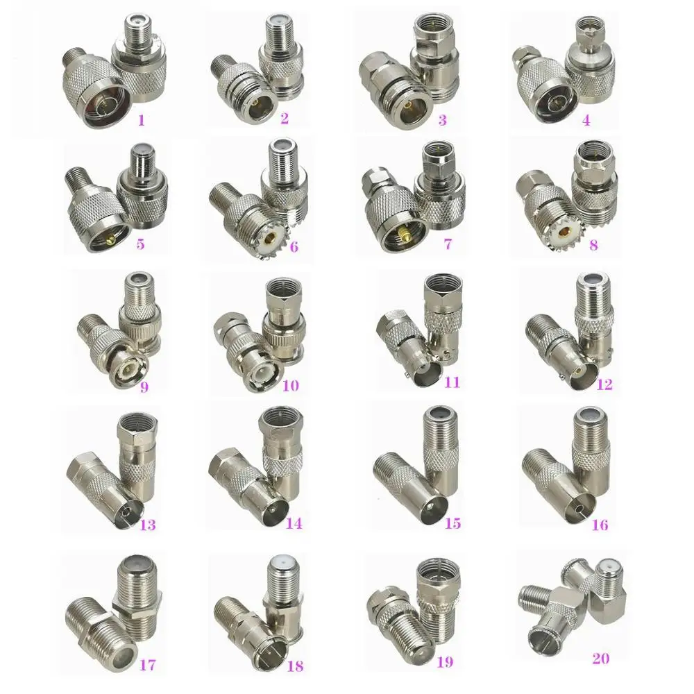 Adaptador Coaxial de TV F a N / UHF SO239 PL259 / BNC / F / IEC PAL DVB-T, conector macho y hembra, convertidor de prueba, 1 piezas
