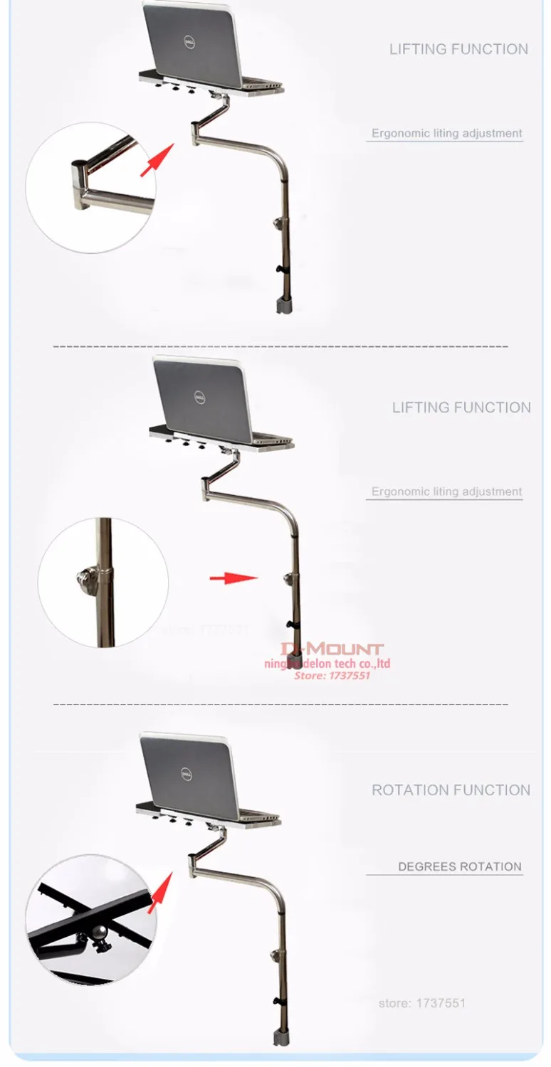 Soporte para ordenador portátil OK070, mesita de noche, sofá ajustable móvil, soporte para ordenador, soporte para monitor, soporte para teclado, mesa giratoria para ordenador portátil, bandeja para ratón - imagen 3