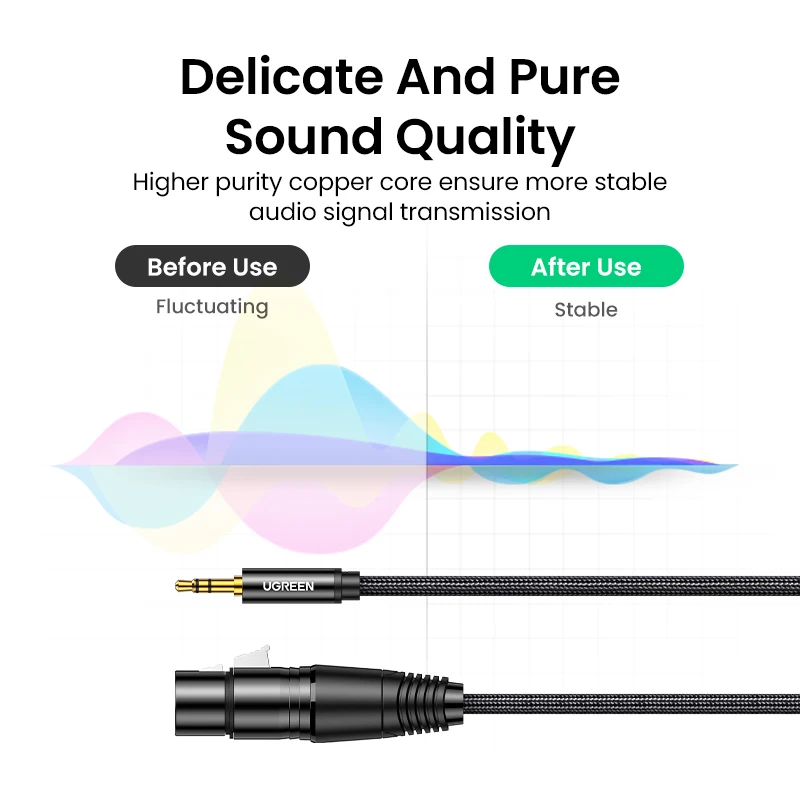 UGREEN-Cable HiFi de Audio XLR a 3,5mm, conector hembra a Mini Jack, Aux Mic, para videocámaras DSLR, cámaras y ordenador - imagen 2