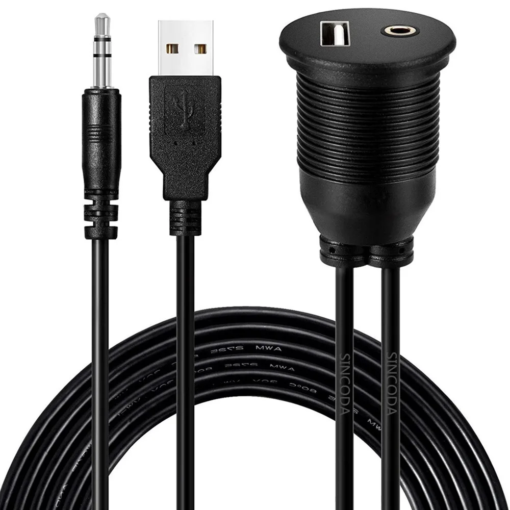 Panel de montaje empotrado USB 3,0 USB 2,0 + Cable de extensión de 3,5mm tablero macho a hembra para coche motocicleta 1m 2m - imagen 4