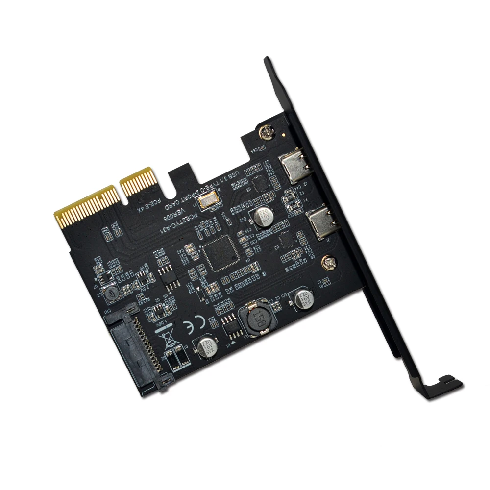 Tarjeta Raiser USB 3,1 PCIE, Dual Reversible, USB 3,1, Gen 2, puertos tipo C, PCI-E, PCI Express, X4, SATA, Conector de 15 Pines, tarjeta adicional de 10Gbps - imagen 4