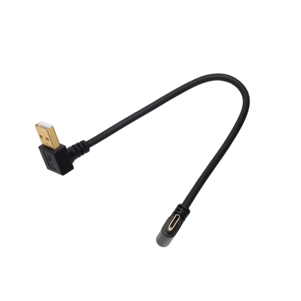 Cable de carga corta USB a tipo C, Cable Micro USB de 25cm, codo de 90 grados, 2A, carga rápida