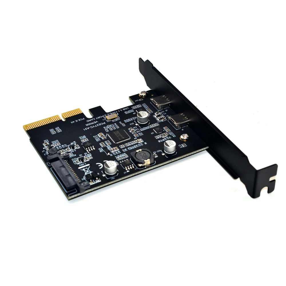 Tarjeta Raiser USB 3,1 PCIE, Dual Reversible, USB 3,1, Gen 2, puertos tipo C, PCI-E, PCI Express, X4, SATA, Conector de 15 Pines, tarjeta adicional de 10Gbps - imagen 3