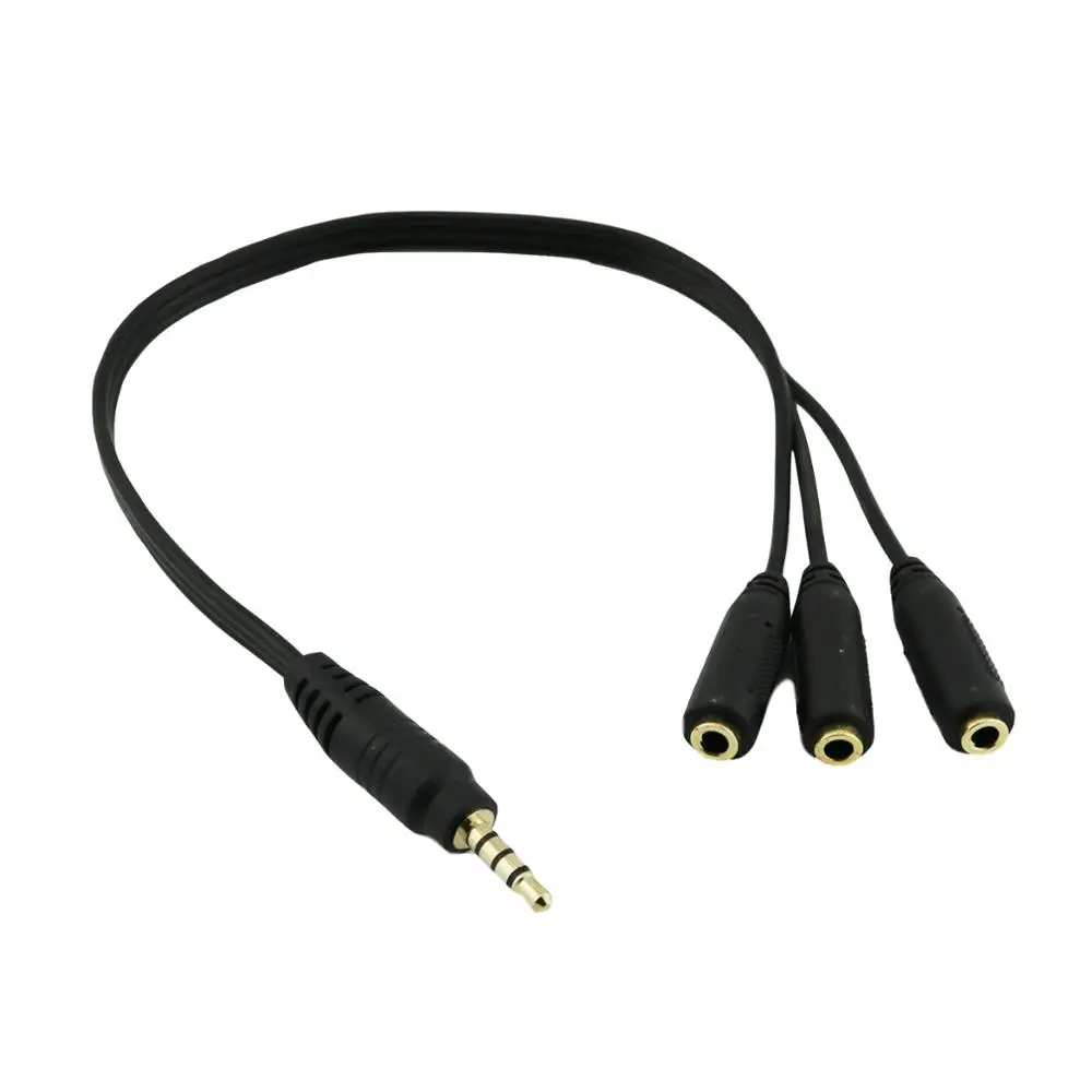 1 unidad 3,5mm 1/8 "4 polos TRRS macho a 3x3,5mm conector hembra Audio macho a hembra extensión Y Cable conector divisor 1FT/30CM - imagen 5