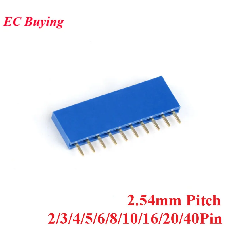 10 Uds. Conector hembra recto de una sola fila de paso de 2,54mm 1X2/3/4/5/6/8/10/16/20/40Pin PCB para Arduino - imagen 5