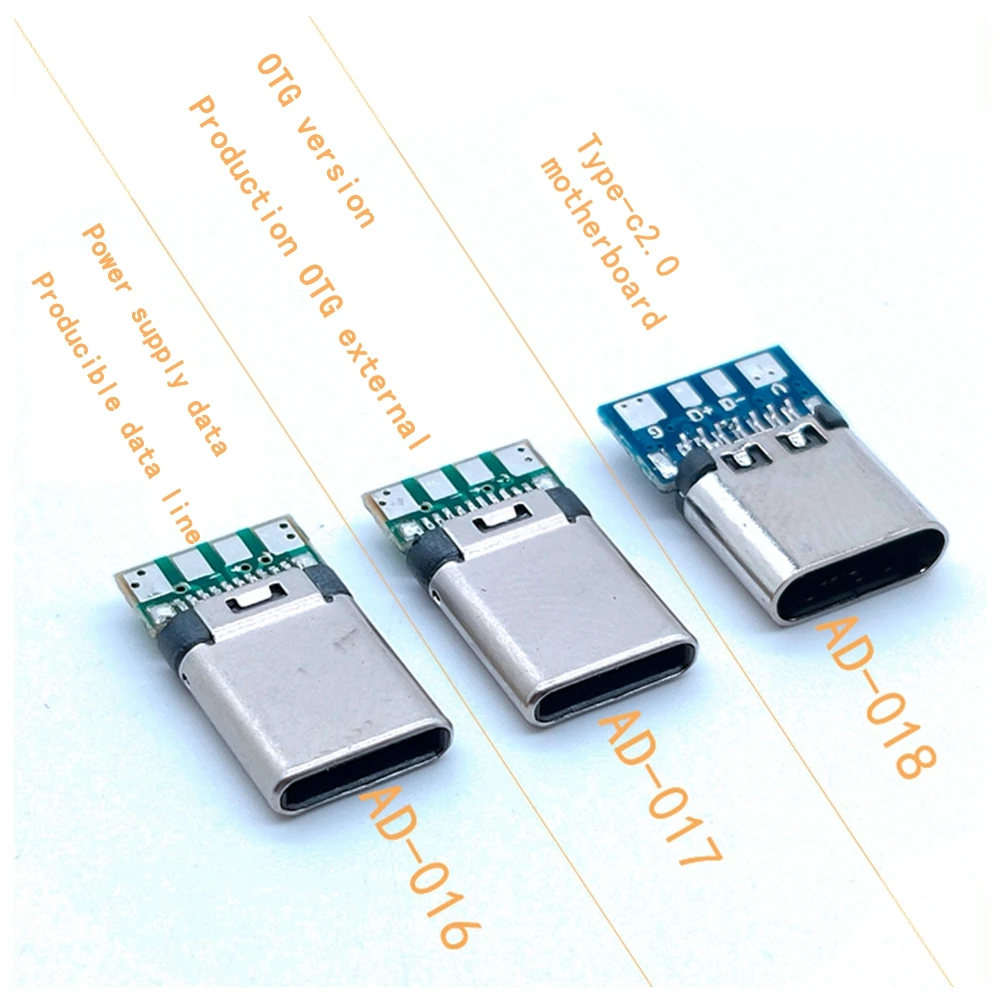 Conector macho de soldadura USB 3,1, conector tipo C con placa PCB, terminales de línea de datos para Android, USB-3 OTG, 1