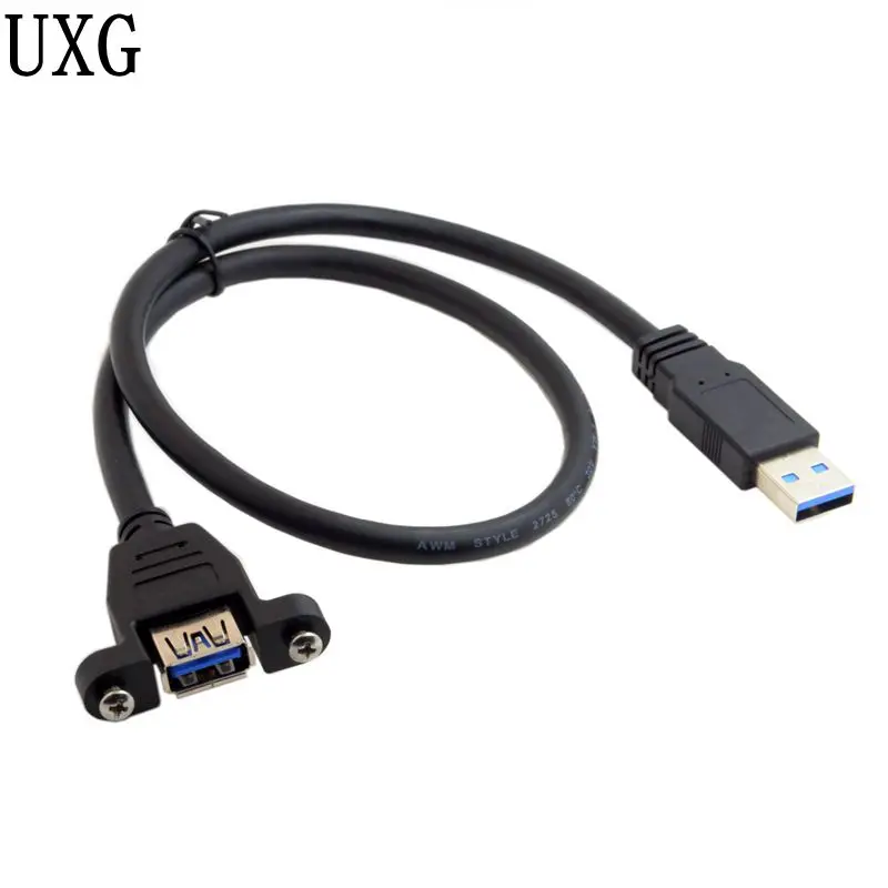 Cable USB 3.0 Macho-Hembra con Tornillos Montaje Panel