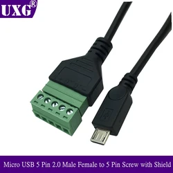 Adaptador Micro USB 5 pines 2.0 macho-hembra con escudo 30 cm