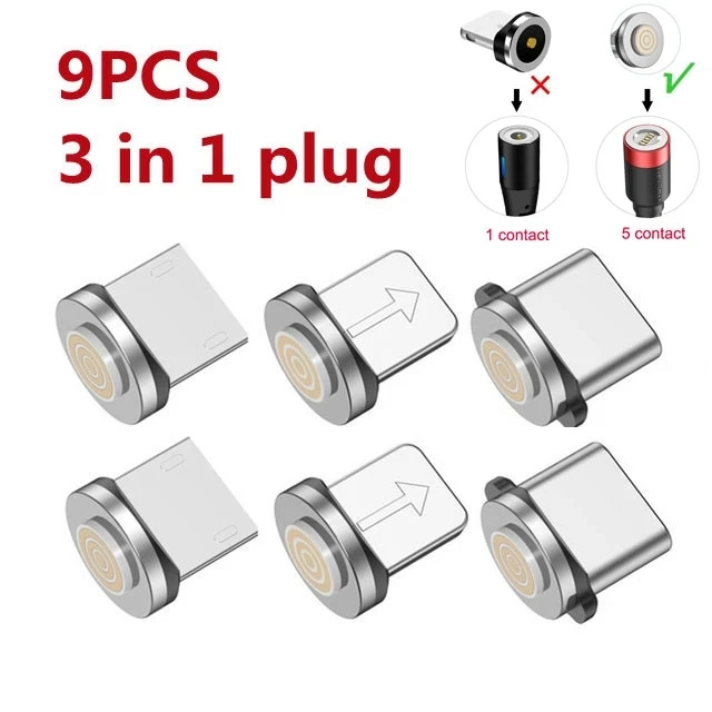 GTWIN-Cable magnético tipo C, adaptador de Cable de carga rápida, Micro Usb, para iPhone y Huawei, 9 unidades