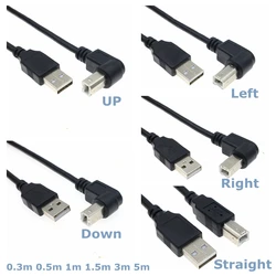 Cable USB 2.0 A-B Macho a Macho en Ángulo 90° para Impresora