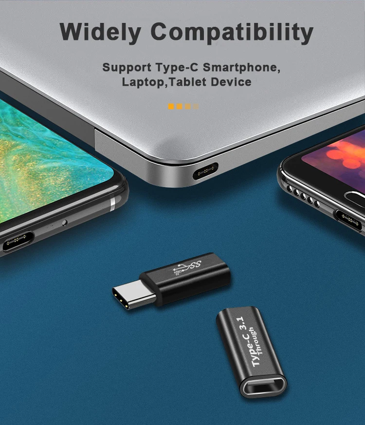 Adaptador convertidor OTG en forma de U para Huawei y Xiaomi, acoplador con ángulo de 90 grados, USB 3,1, 10gbps, tipo C, macho a hembra - imagen 4