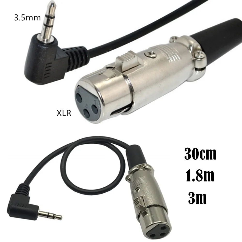 Codo de 90 ° 3,5, par masculino, línea de micrófono de condensador de bus XLR 3.5sp macho-xlr macho y hembra, cable de 30cm, 180cm y 300cm