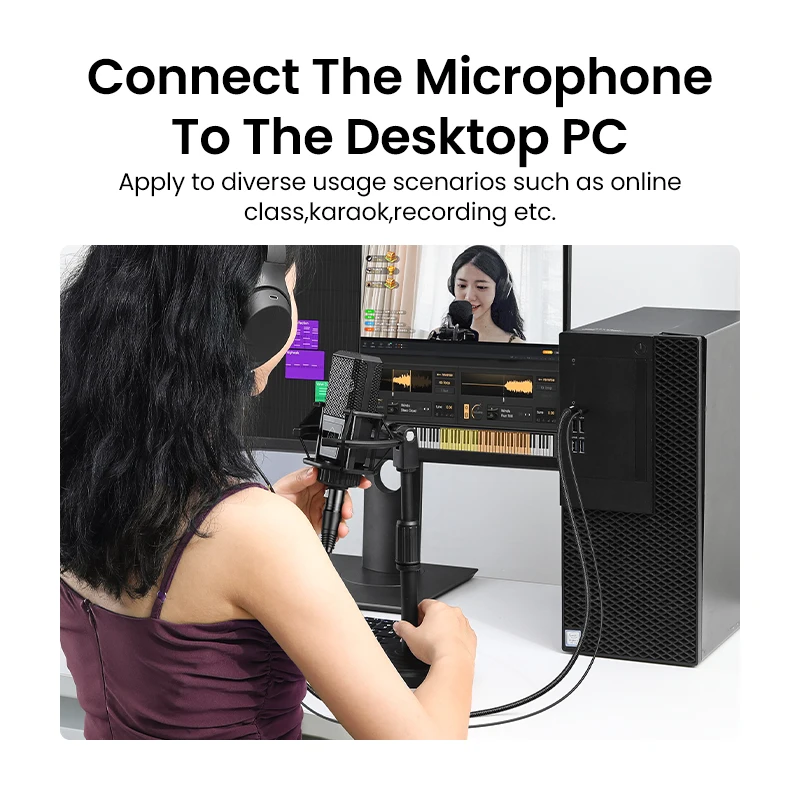 UGREEN-Cable HiFi de Audio XLR a 3,5mm, conector hembra a Mini Jack, Aux Mic, para videocámaras DSLR, cámaras y ordenador - imagen 4