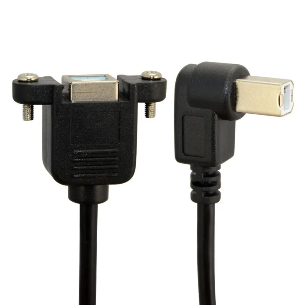 Alta velocidad 30CM M/F USB 2,0 tipo B macho a hembra Cable de datos de extensión de ángulo recto montaje en Panel para Cable de impresora con orificio para tornillo - imagen 4