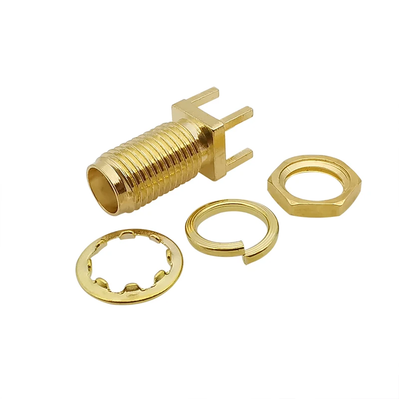 Conector de soldadura de montaje de borde de panel PCB hembra SMA, orificio pasante vertical, adaptador de RF de toma de antena SMA-KE con arandela de tuerca - imagen 4