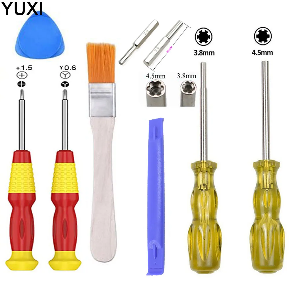 YUXI-Juego de destornilladores de 2mm, juego de brocas con mango para SNES, NGC, switch, NS, cartucho de juego SEGA, 3,8, 4,5, 1 Juego