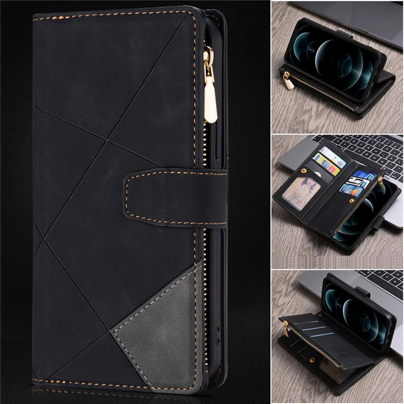 Funda de cuero con cremallera para Huawei P20 P30 P40 Lite Pro Y6S Y6 Y7 P Smart 2019 Honor 10 Lite 8A, funda con múltiples ranuras para tarjetas, bolsa para teléfono - imagen 2