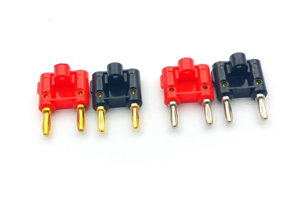 Conector Banana para altavoz, conector doble de 4mm, niquelado, chapado en oro, tipo tornillo, rojo y negro, 2 unidades - imagen 2