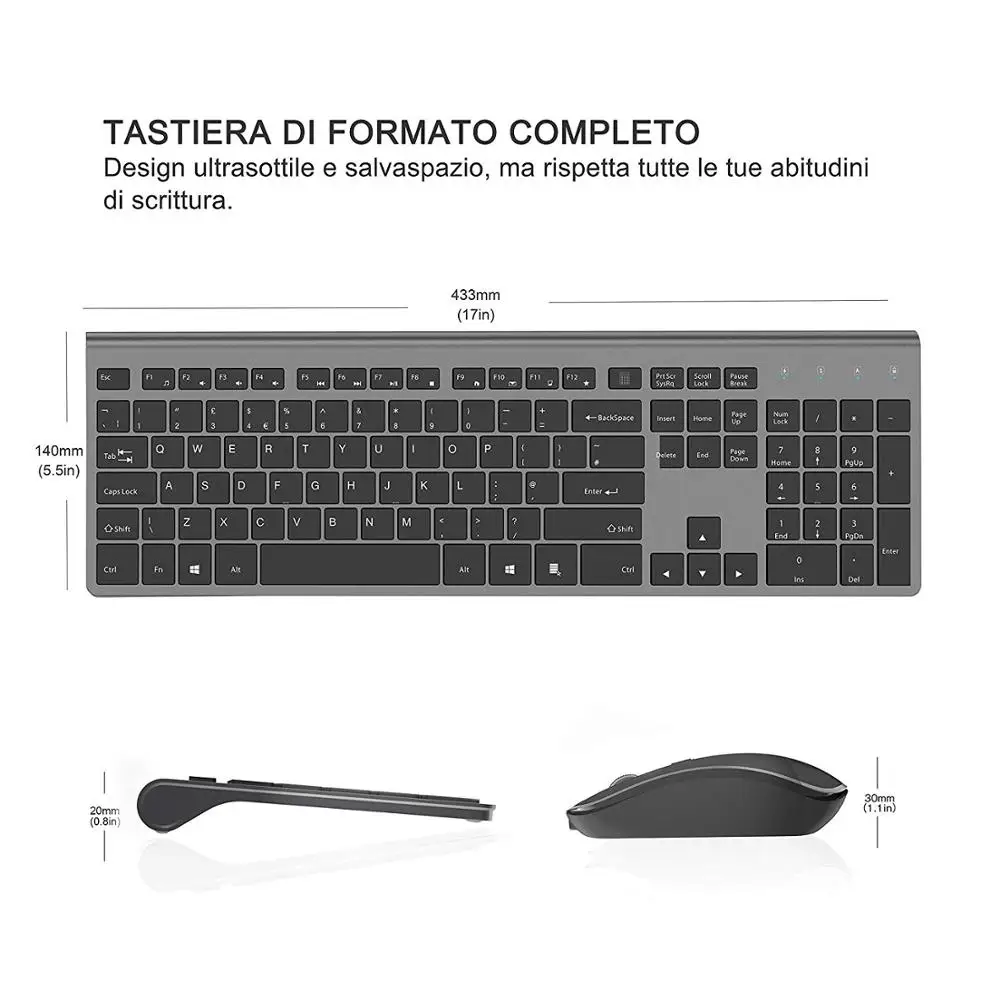 Teclado y ratón inalámbricos de 2,4G, conjunto de ratón Multimedia para Notebook, portátil, PC, TV, suministros de oficina - imagen 5