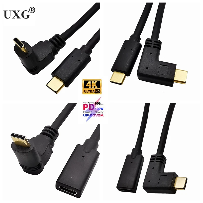 0,3 M 0,6 M 1M 1,8 M Cable de extensión USB tipo C Cable de datos en ángulo USB 3,1 USB-C macho a hembra macho Cable extensor de Cable